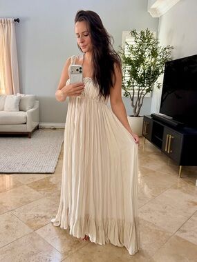 chinese dress ladies Mona Maxi Dress with Smocking in Cream Floral